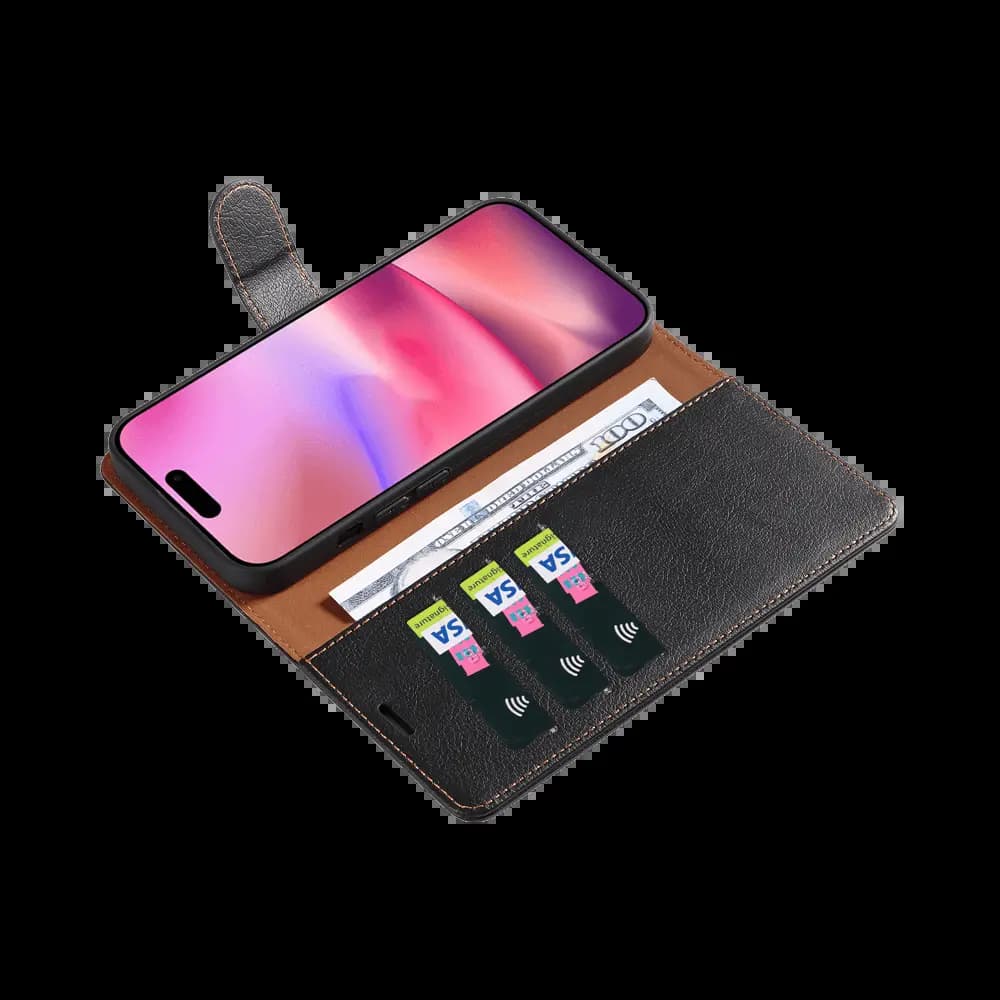 Housse folio anti-RFID iPhone 16 – PROTECT IP011 Noir - Vue 3