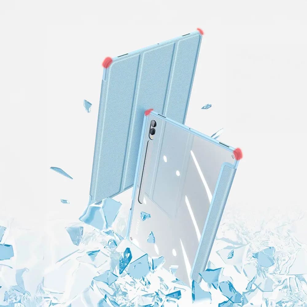 Housse folio Samsung Galaxy Tab S9 Ultra avec dos transparent & porte-stylet - Dux Ducis Toby Bleu - Vue 2