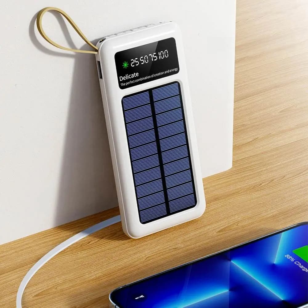 Batterie externe solaire 20000mAh avec écran digital et lampe torche – CONNECT MC-BESB02 Blanc - Vue 5