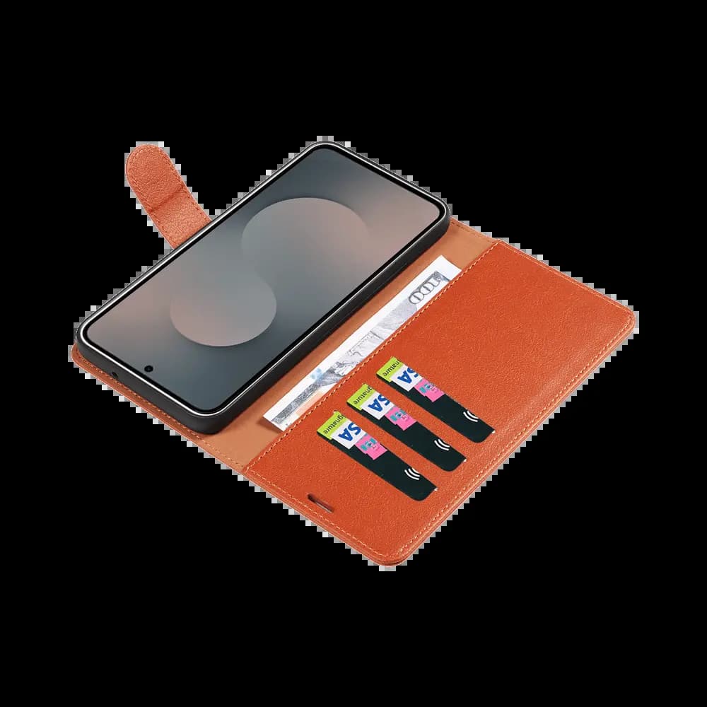 Housse folio anti-RFID Samsung Galaxy S25 FE – PROTECT IP011 Marron - Vue 3