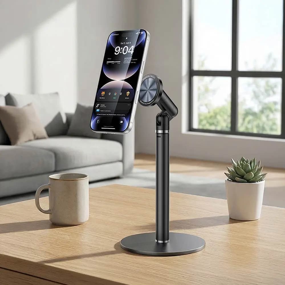 Support smartphone magnétique de bureau - hauteur ajustable et rotation 360° - Yesido C303 Noir - Vue 2