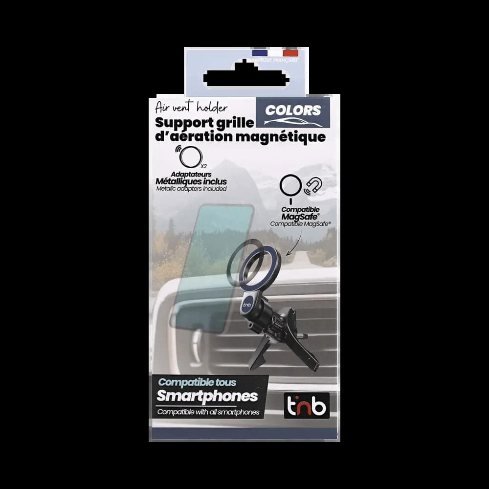 Support smartphone magnétique voiture T'nb CARMAGSFBL - fixation grille d'aération Bleu - Vue 3
