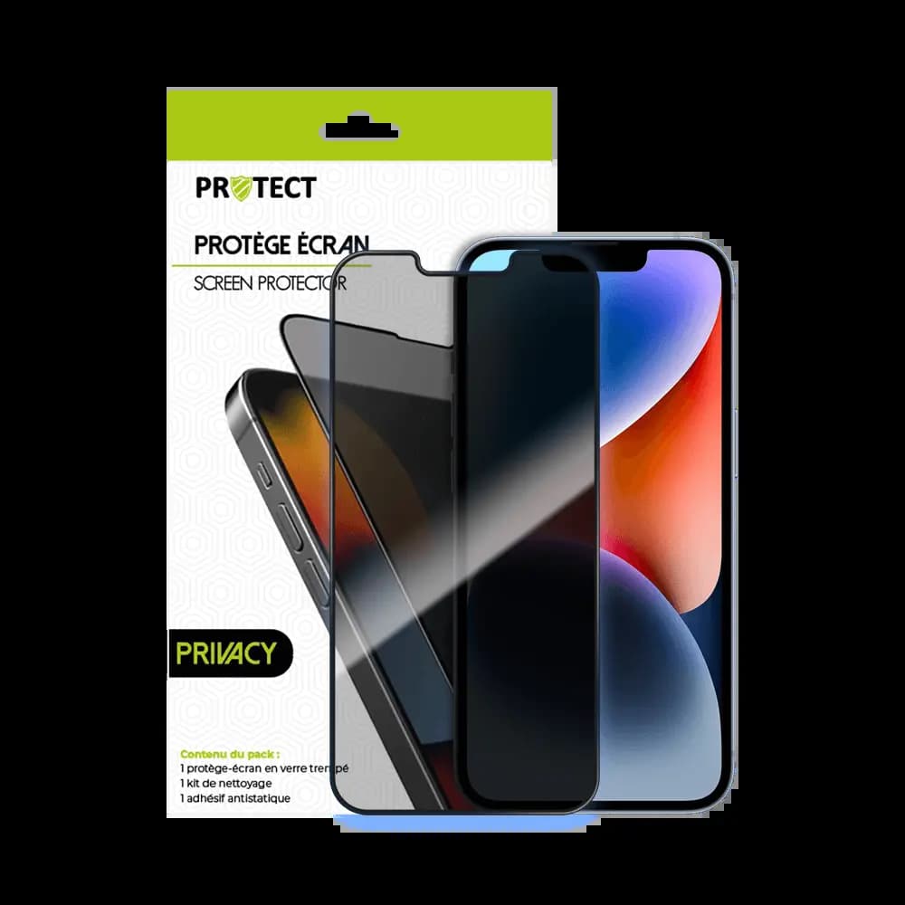 Verre trempé anti-espions 9H pour iPhone 13 / 13 Pro / 14 / 16e / 17e – PROTECT Transparent - Vue 2