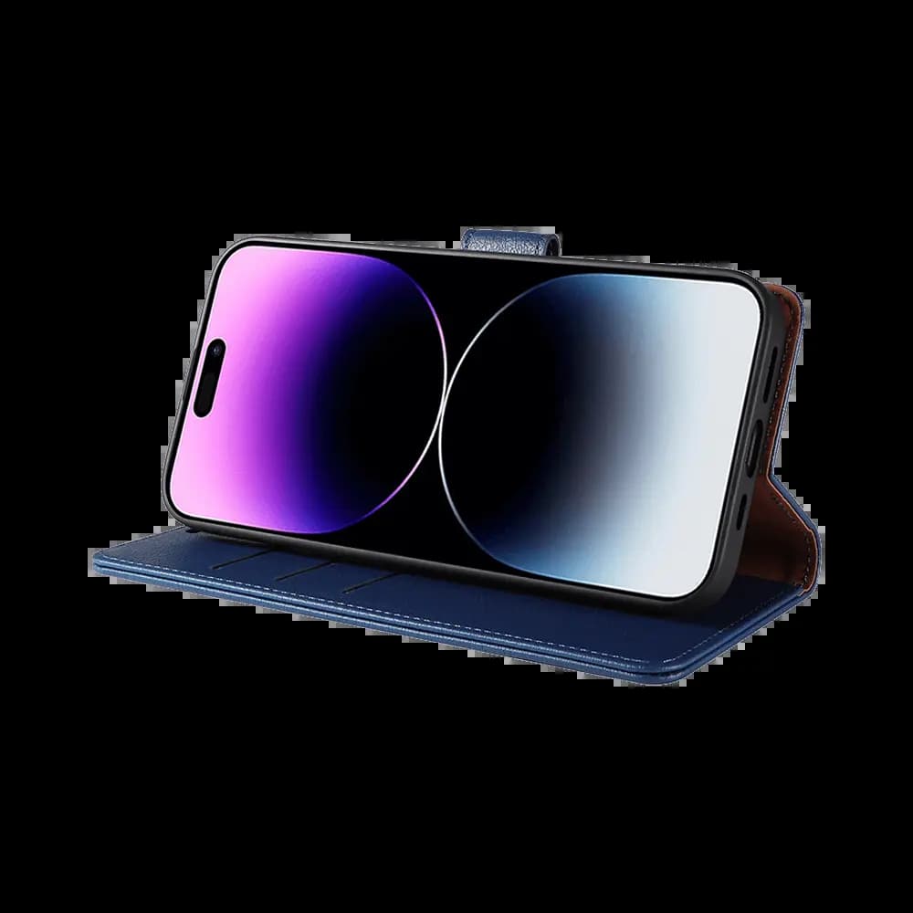 Housse folio anti-RFID iPhone 15 Pro Max – PROTECT IP011 Bleu Marine - Vue 5