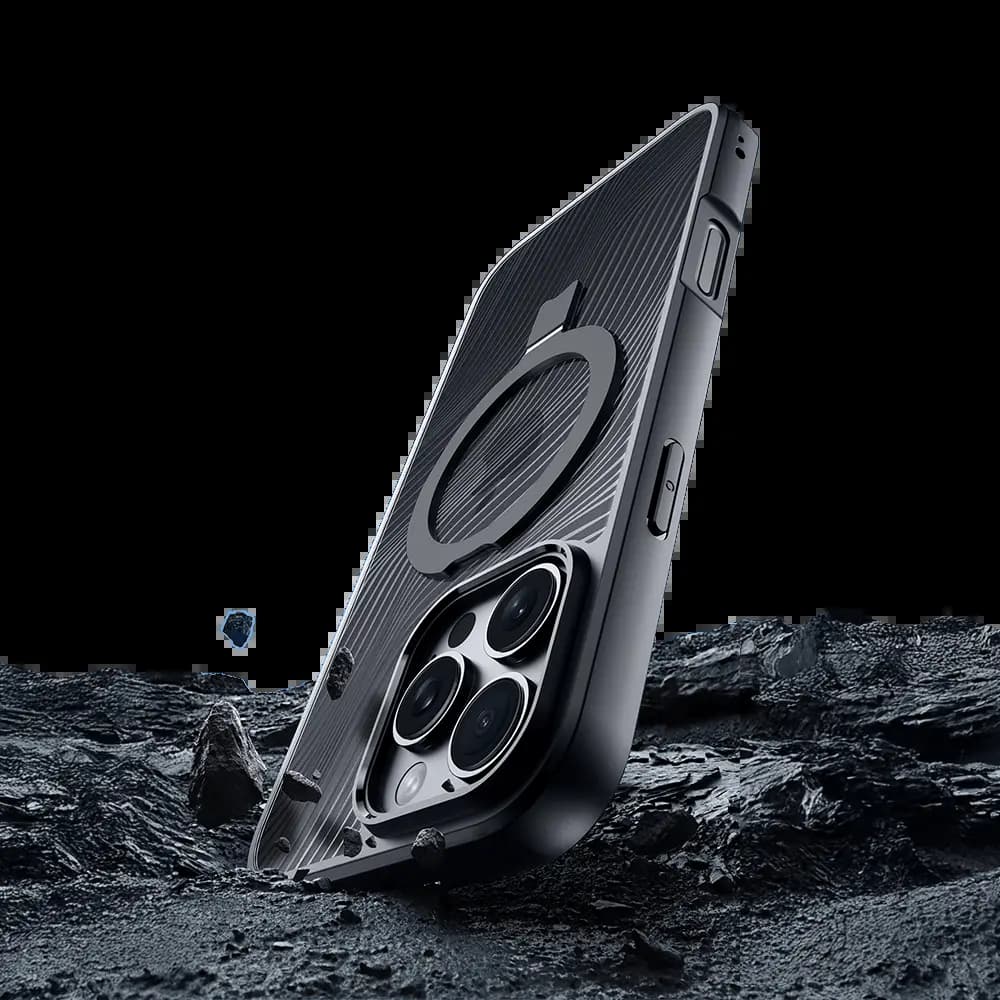 Coque MagSafe avec support – iPhone 16 Pro– Dux Ducis Aimo Mag Noir - Vue 3