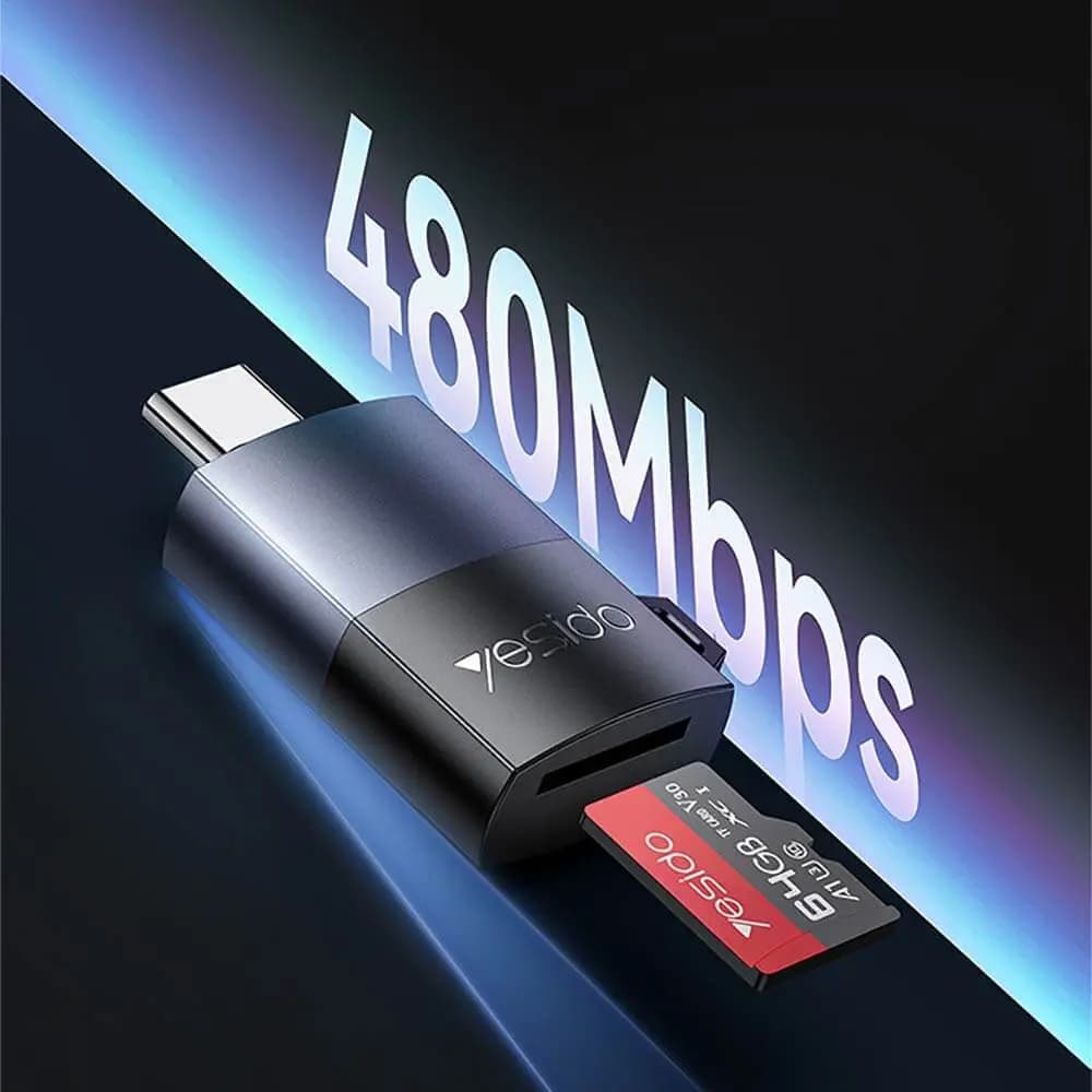 Lecteur de carte microSD vers USB-C - Yesido GS37 Noir - Vue 3