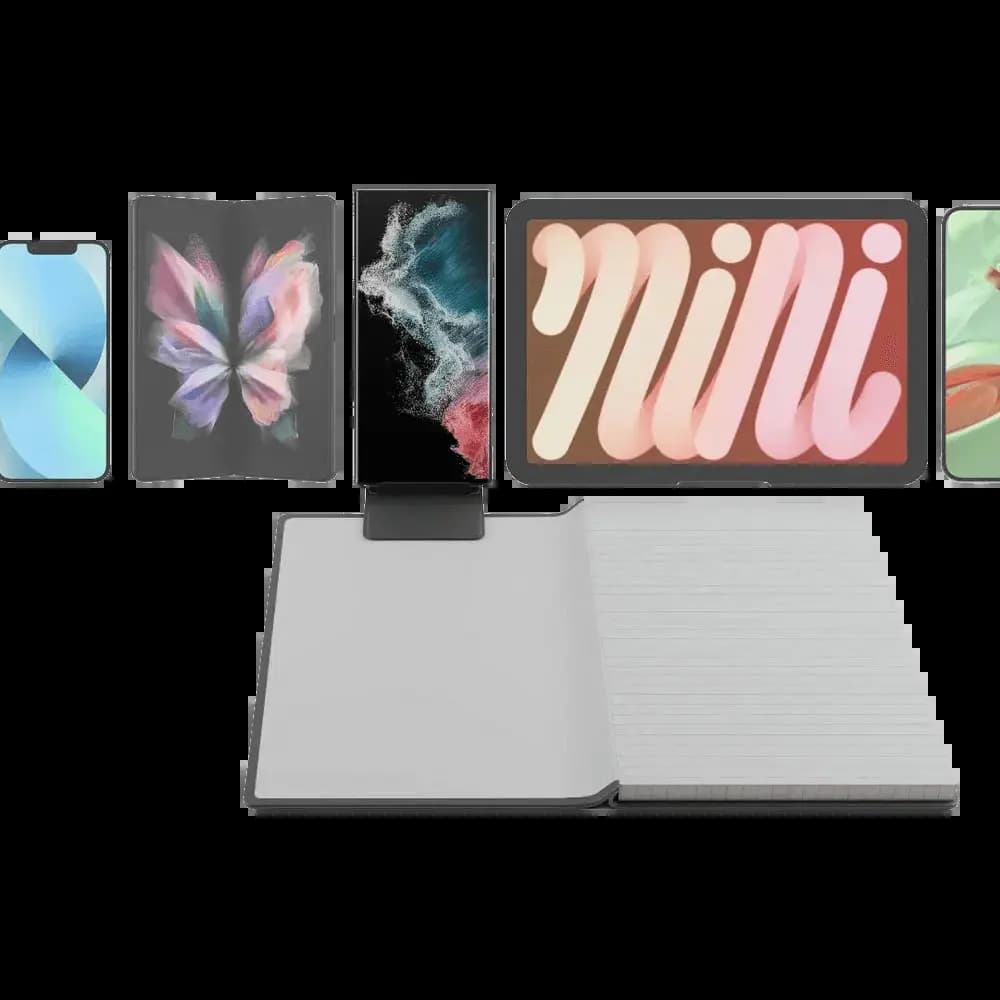 Support smartphone pour carnet et cahier Phoneside Note - accessoire prise de notes Noir - Vue 4
