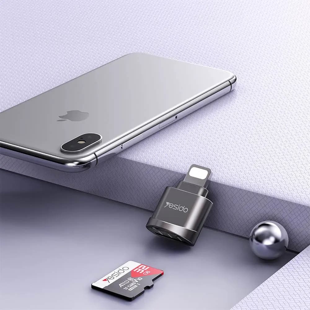 Lecteur de carte microSD vers Lightning - Yesido GS18 Noir - Vue 4