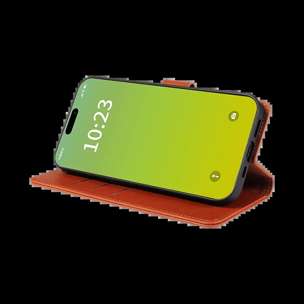 Housse folio anti-RFID iPhone 15 – PROTECT IP011 Marron  - Vue 5