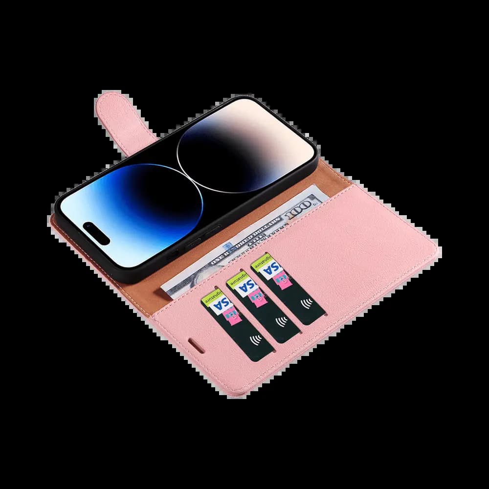 Housse folio anti-RFID iPhone 14 Pro – PROTECT IP011 Rose - Vue 3