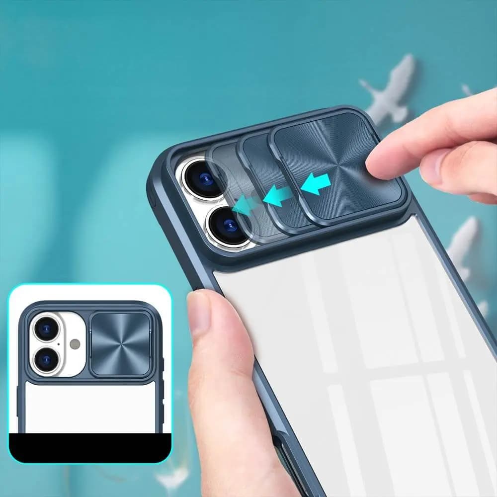 Coque avec cache caméra – iPhone 16 – PROTECT IE027 Bleu Marine - Vue 3