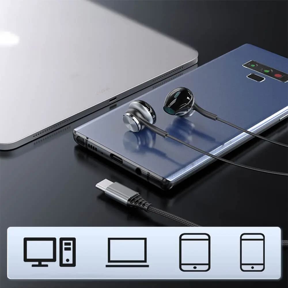 Écouteurs filaires USB-C avec micro & télécommande - Yesido YH41 Noir - Vue 4