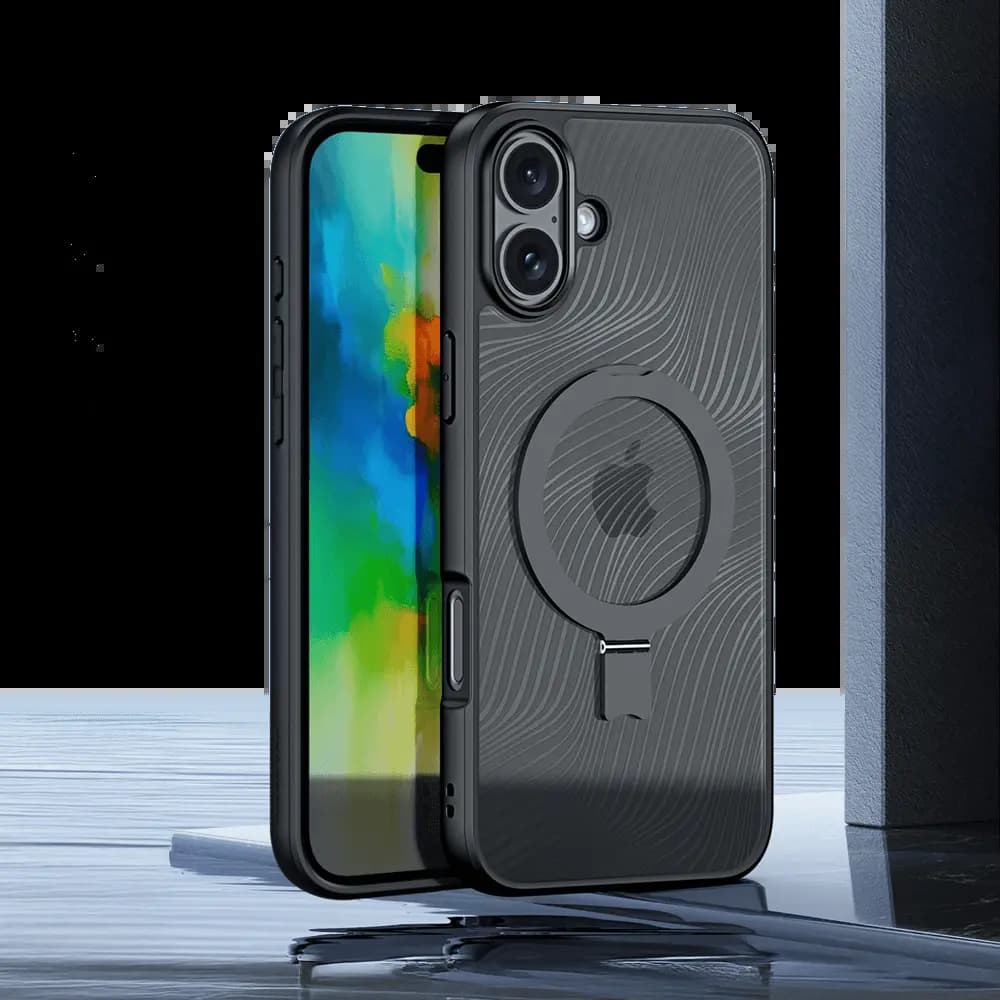 Coque MagSafe avec support – iPhone 16 – Dux Ducis Aimo Mag Noir - Vue 3