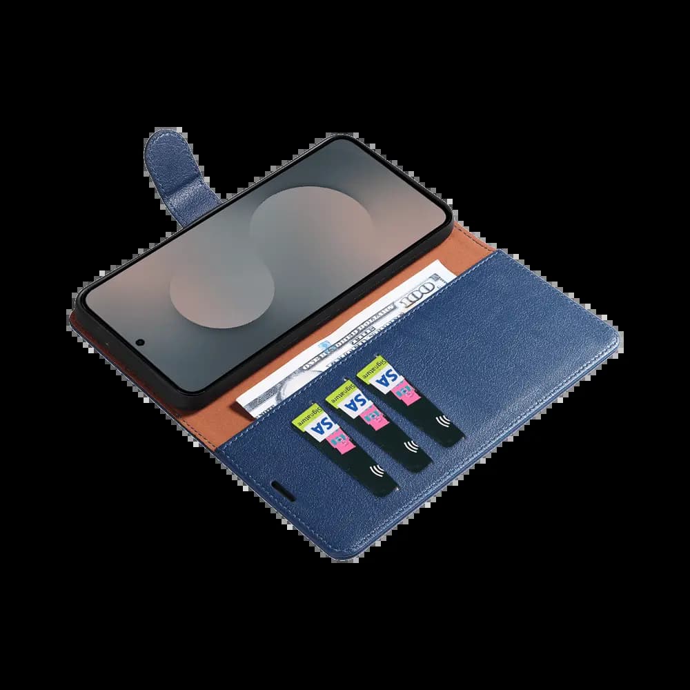 Housse folio anti-RFID Samsung Galaxy S25 FE – PROTECT IP011 Bleu Marine - Vue 3