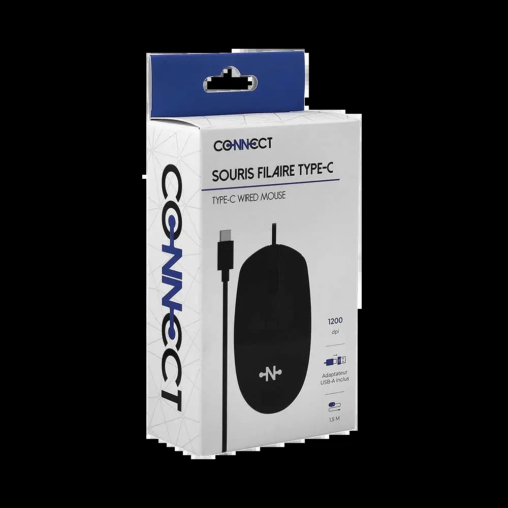 Souris filaire universelle USB-C & USB-A - CONNECT Noir - Vue 3