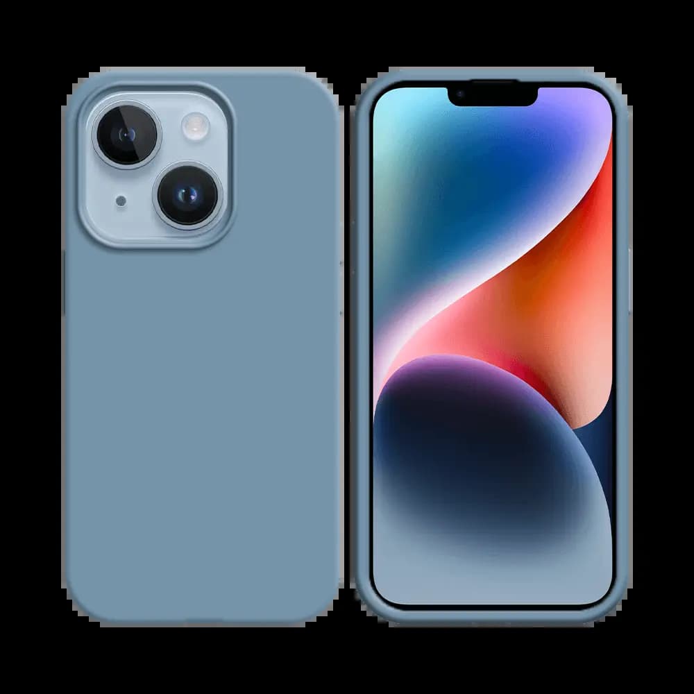Coque silicone iPhone 14 - Bleu Acier
