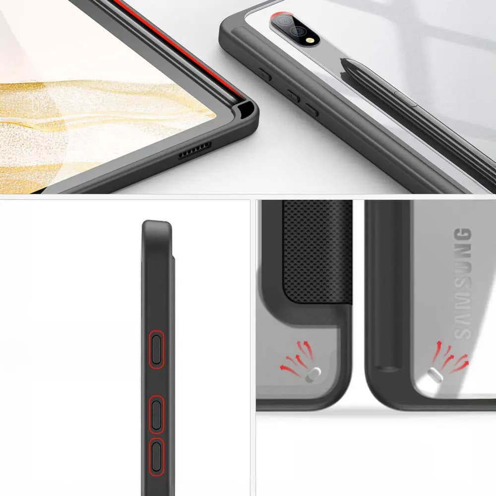 Housse folio Samsung Galaxy Tab S8+ avec dos transparent & porte-stylet - Dux Ducis Toby Noir - Vue 4