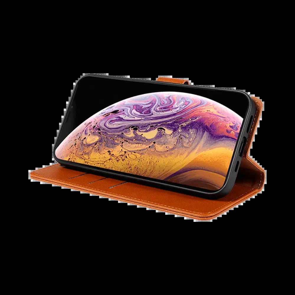 Housse folio anti-RFID iPhone X / XS – PROTECT IP011 Marron - Vue 3