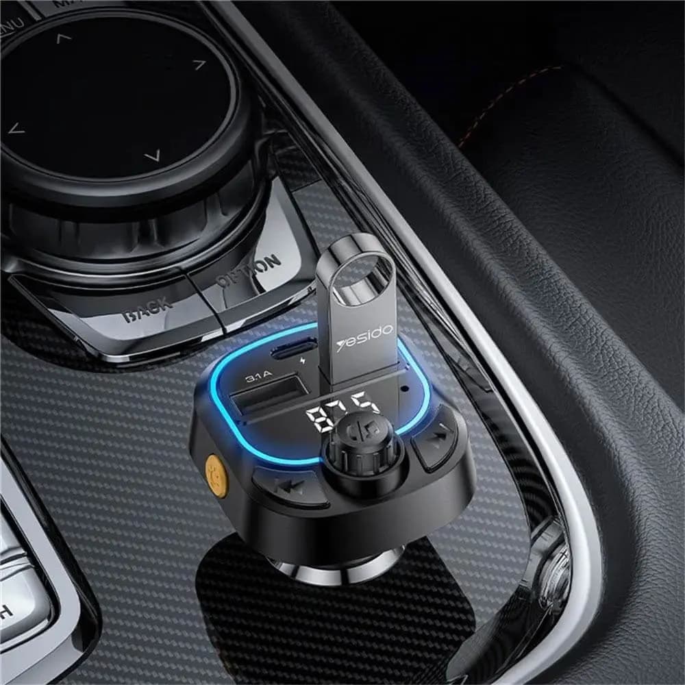 Transmetteur FM Bluetooth & Chargeur Voiture Yesido 15W Noir - Vue 3