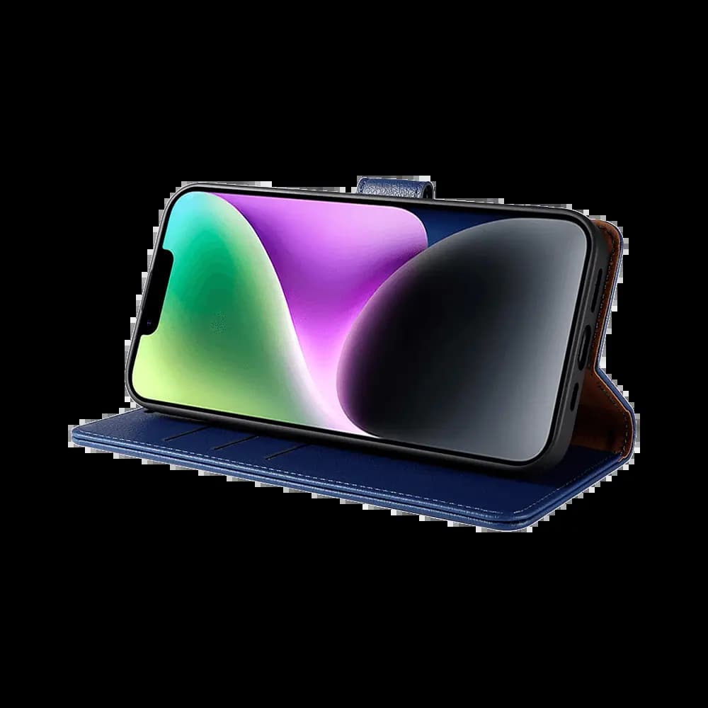 Housse folio anti-RFID iPhone 14 – PROTECT IP011 Bleu Marine - Vue 3