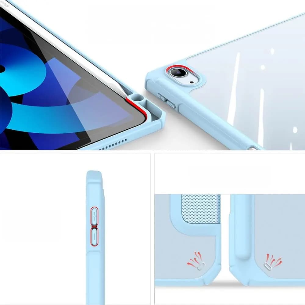 Housse folio iPad Air 4 / 5 avec dos transparent & porte-stylet - Dux Ducis Toby Bleu - Vue 13
