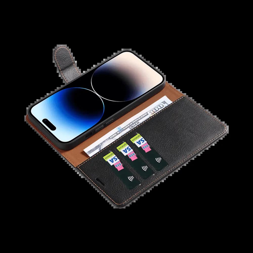 Housse folio anti-RFID iPhone 14 Pro – PROTECT IP011 Noir - Vue 3