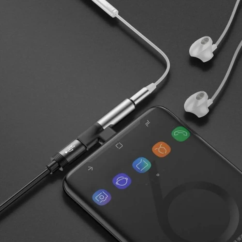 Adaptateur Convertisseur Baseus L41 Type C Mâle à Type C Femelle + 3.5mm Femelle Argent - Vue 4