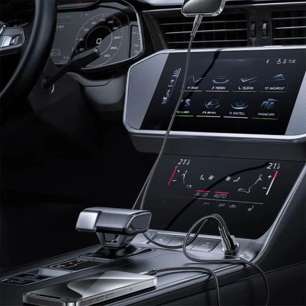 Chargeur Allume-Cigare Yesido SUPER FAST (USB-C PD30W + USB-A QC18W) Noir - Vue 3