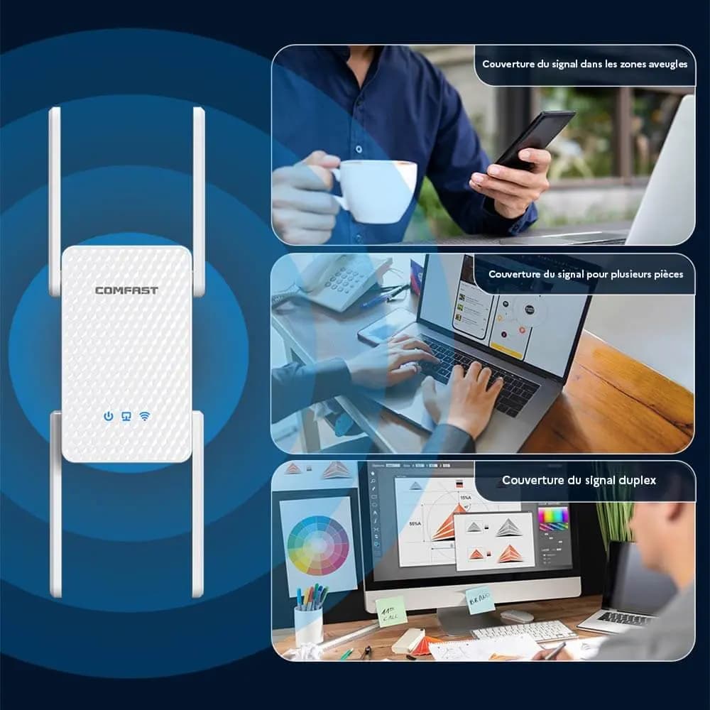 Répéteur WiFi 6 3000 Mbps – Comfast CF-XR185 V2 - Vue 4
