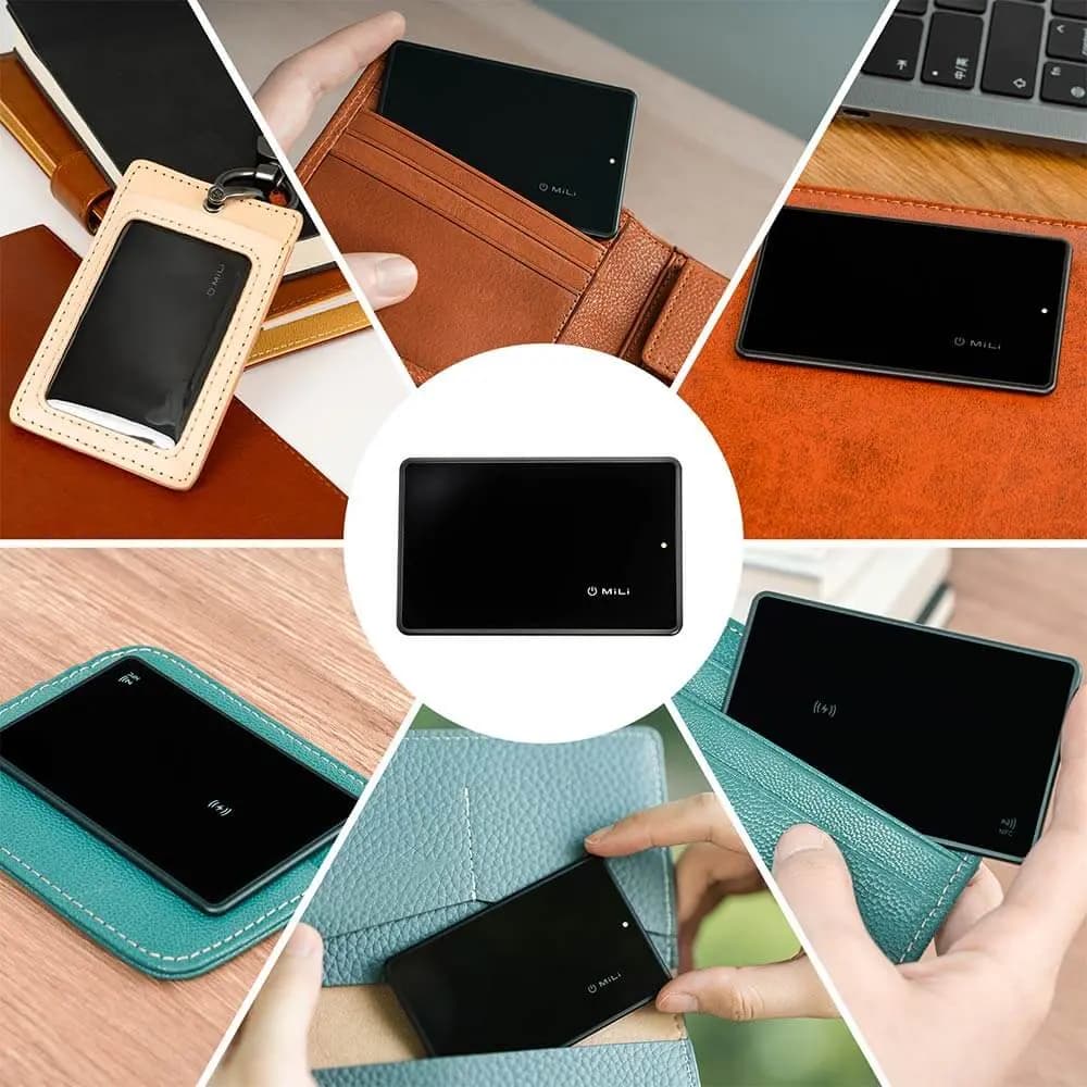 Traceur GPS format carte MILI MiCard pour iOS Apple Find My - ultra-fin Noir - Vue 3