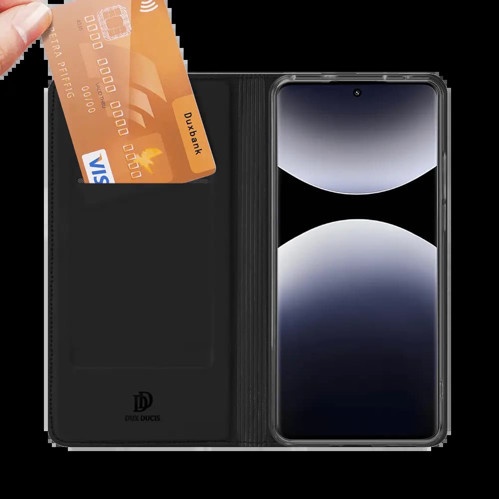 Housse folio Redmi Note 14 Pro porte-carte – Dux Ducis Skin Pro Noir - Vue 2