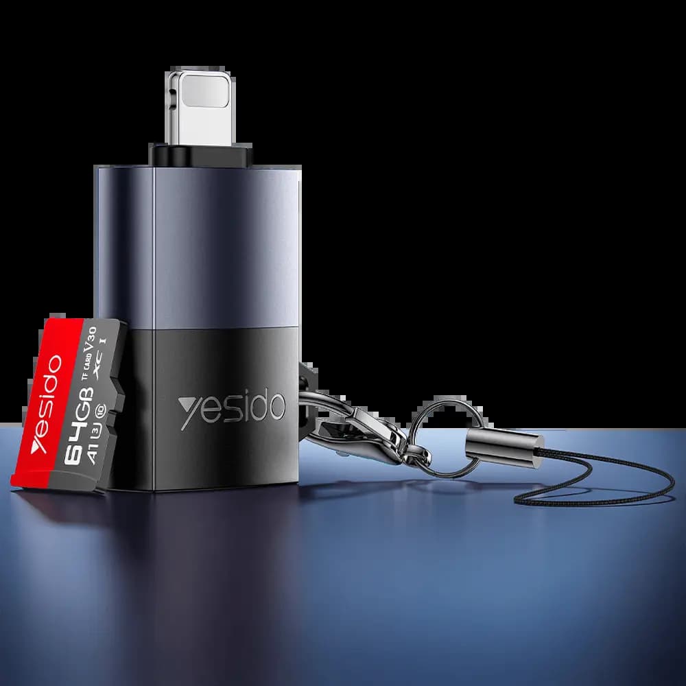 Lecteur de carte microSD vers Lightning - Yesido GS38 Noir - Vue 2