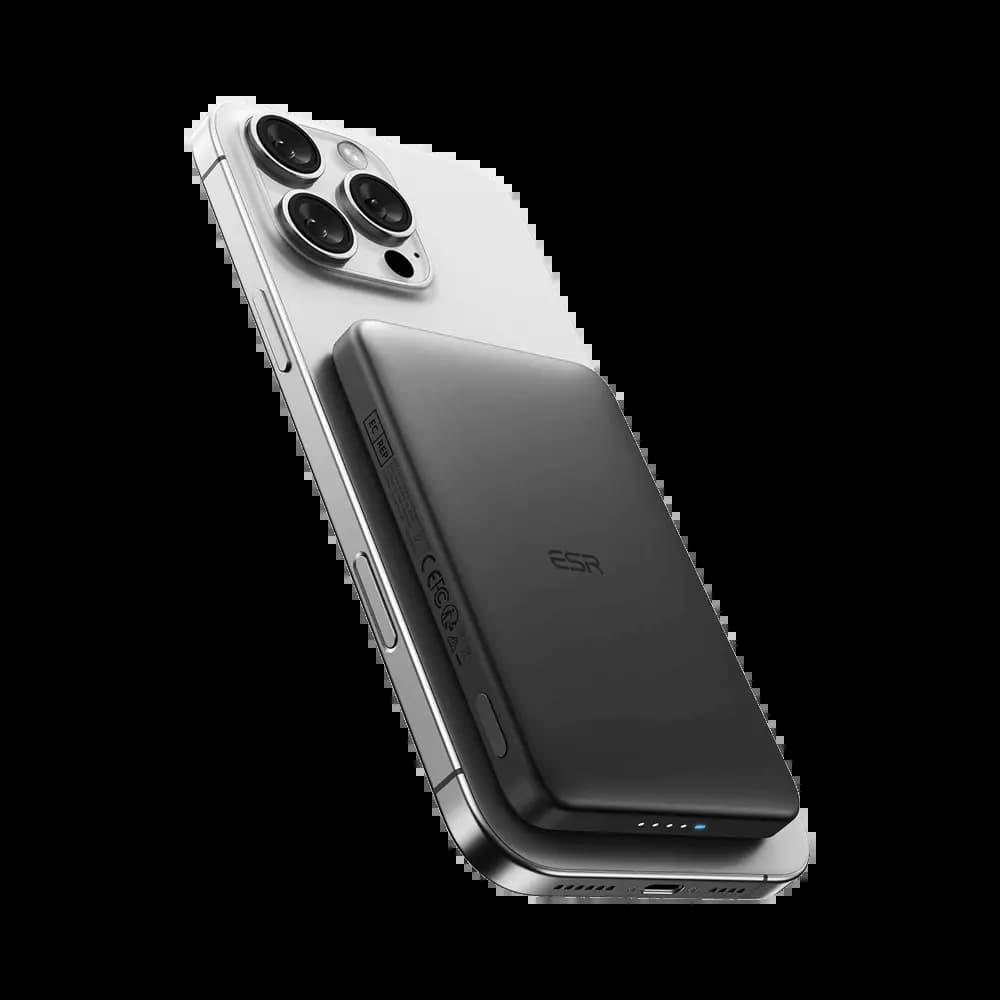 Batterie externe sans fil 15W magnétique 5000mAh charge rapide – ESR MagSlim Argent - Vue 2