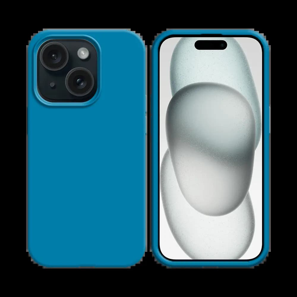 Coque silicone iPhone 15 - Bleu Ciel