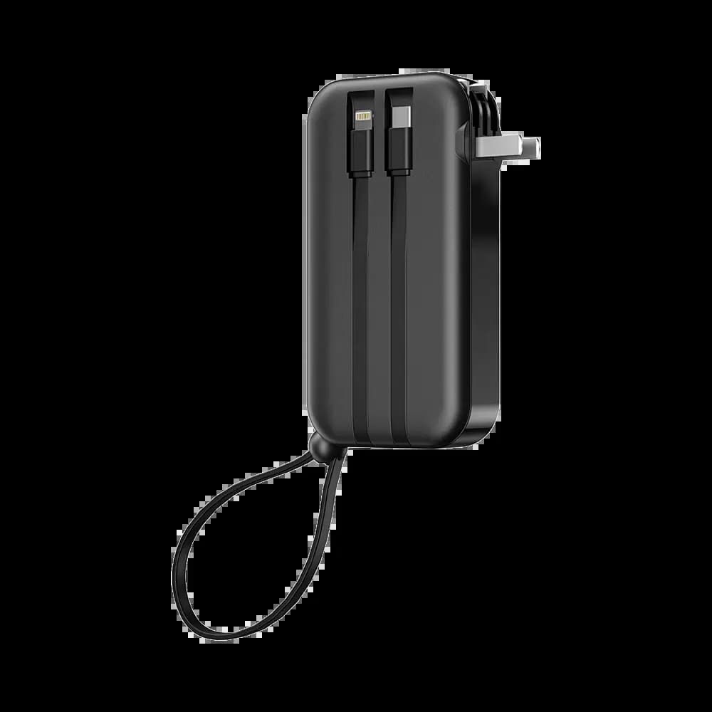 Batterie externe 10000 mAh avec fonction chargeur mural universel et câble USB-C/Lightning intégré – Wiwu JC-23C Noir - Vue 15