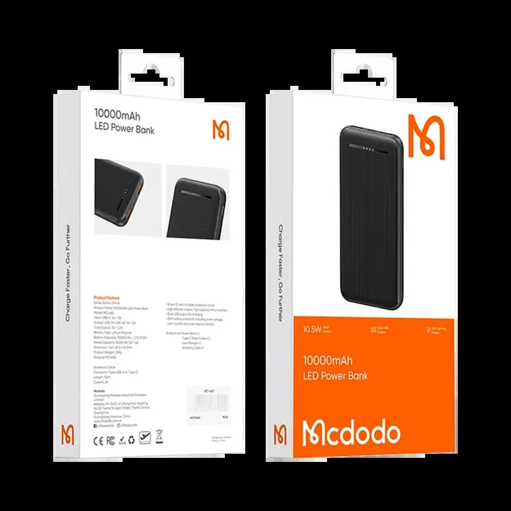 Batterie externe 10000mAh double port USB compacte – Mcdodo MC-4631 Noir - Vue 32