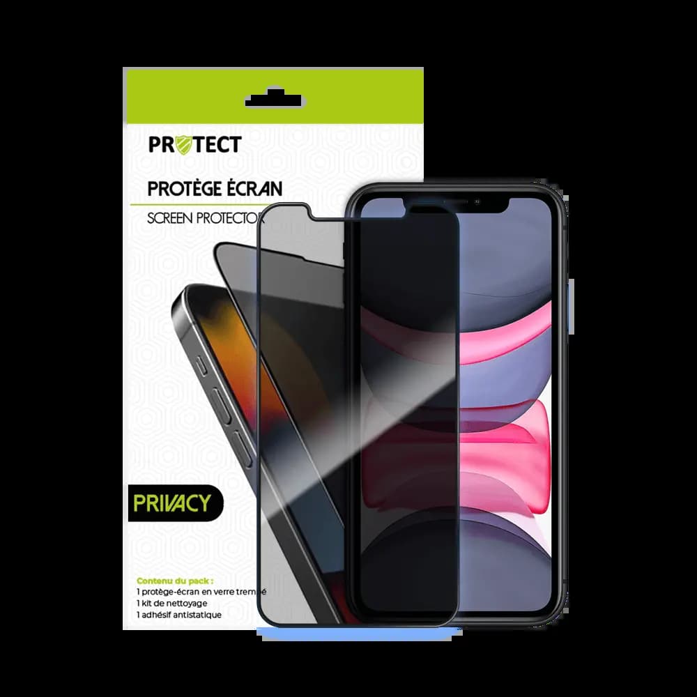 Verre trempé anti-espions 9H – compatible iPhone 11/ XR – PROTECT Transparent - Vue 2