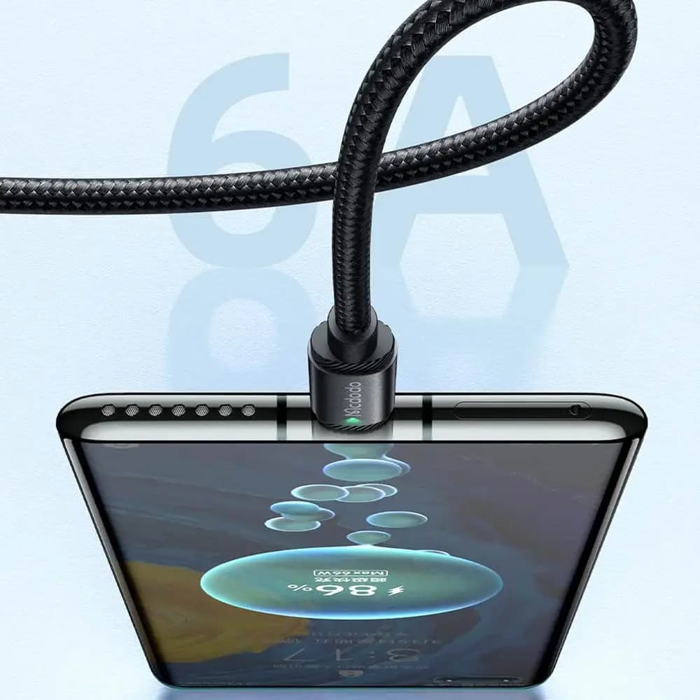 Câble Data USB vers USB-C Mcdodo 120W (avec LED) 1.5m Noir - Vue 3