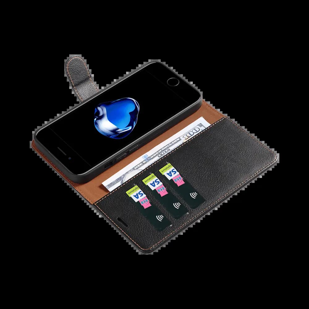 Housse folio anti-RFID iPhone 7 / 8 / SE – PROTECT IP011 Noir - Vue 3