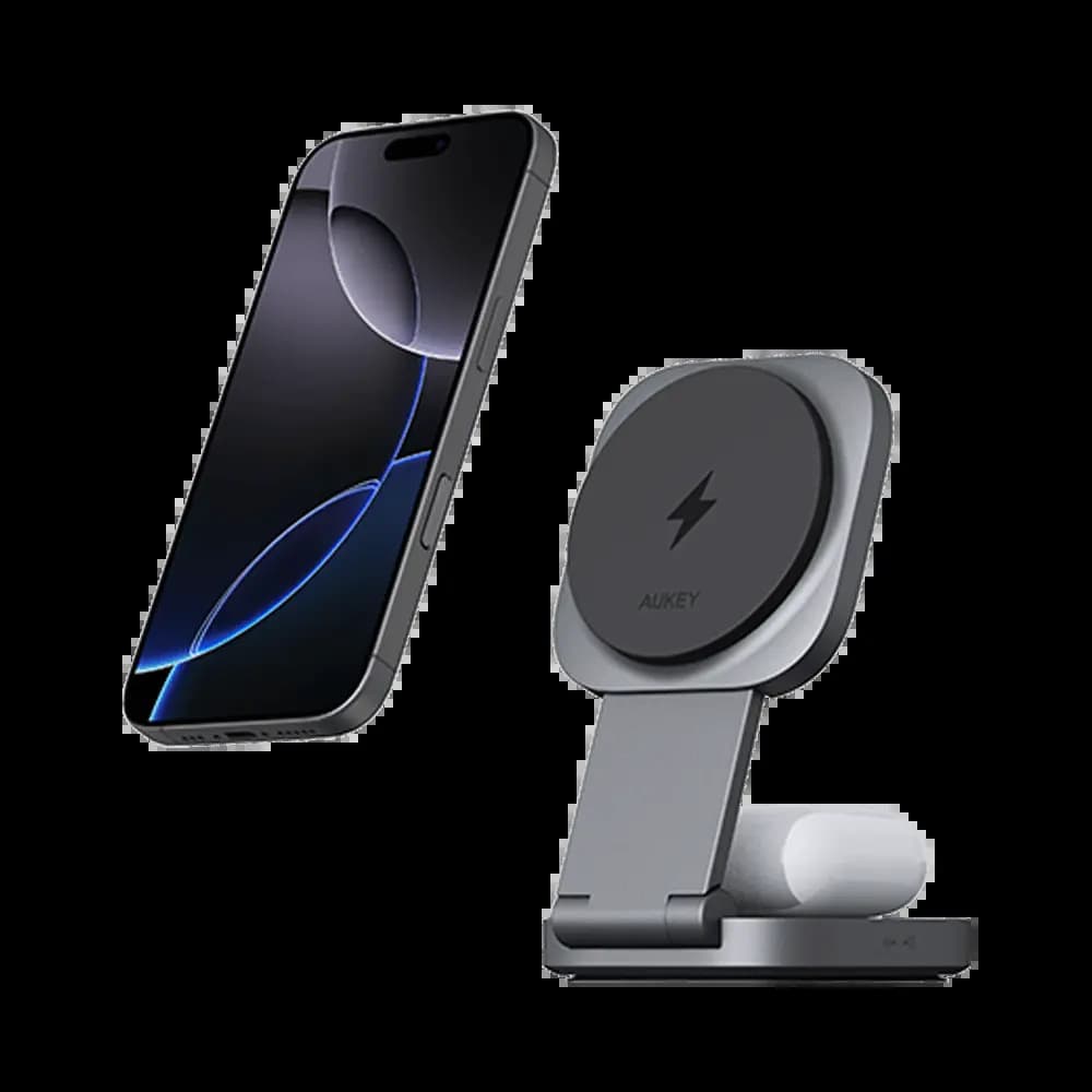 Station de charge sans Fil AUKEY Pliable 2 en 1 LC-MC211 MagFusion L Qi2 - Vue 2