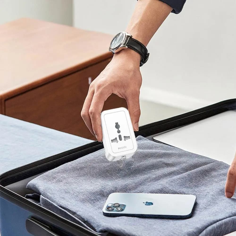 Adaptateur secteur universel 1380W prises EU/UK/US/AUS – Yesido MC32 Blanc - Vue 16