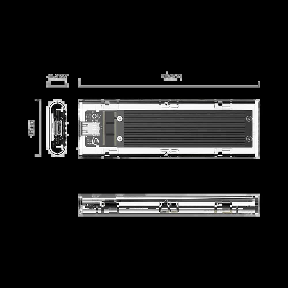 Boîtier SSD M.2 NVMe 10 Gb/s USB-C - Orico Transparent - Vue 40