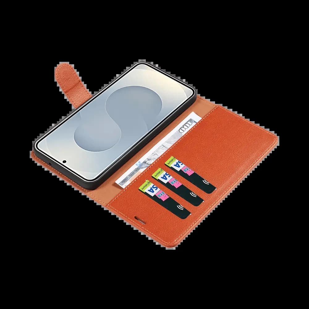 Housse folio anti-RFID Samsung Galaxy S25 Edge – PROTECT IP011 Marron - Vue 3