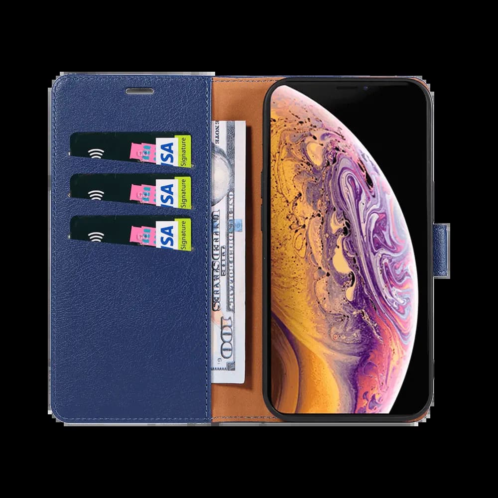 Housse folio anti-RFID iPhone X / XS – PROTECT IP011 Bleu Marine - Vue 5