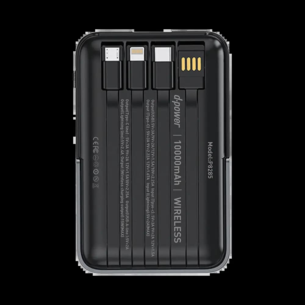 Batterie externe magnétique 10000mAh 22.5W 4 câbles intégrés - d-power P8285 Noir - Vue 11