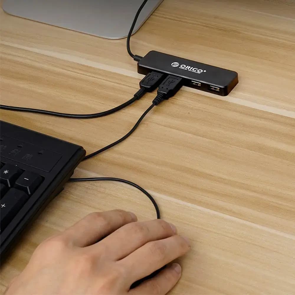 Hub USB 2.0 4 ports format compact - Orico FL01-BK - Vue 2