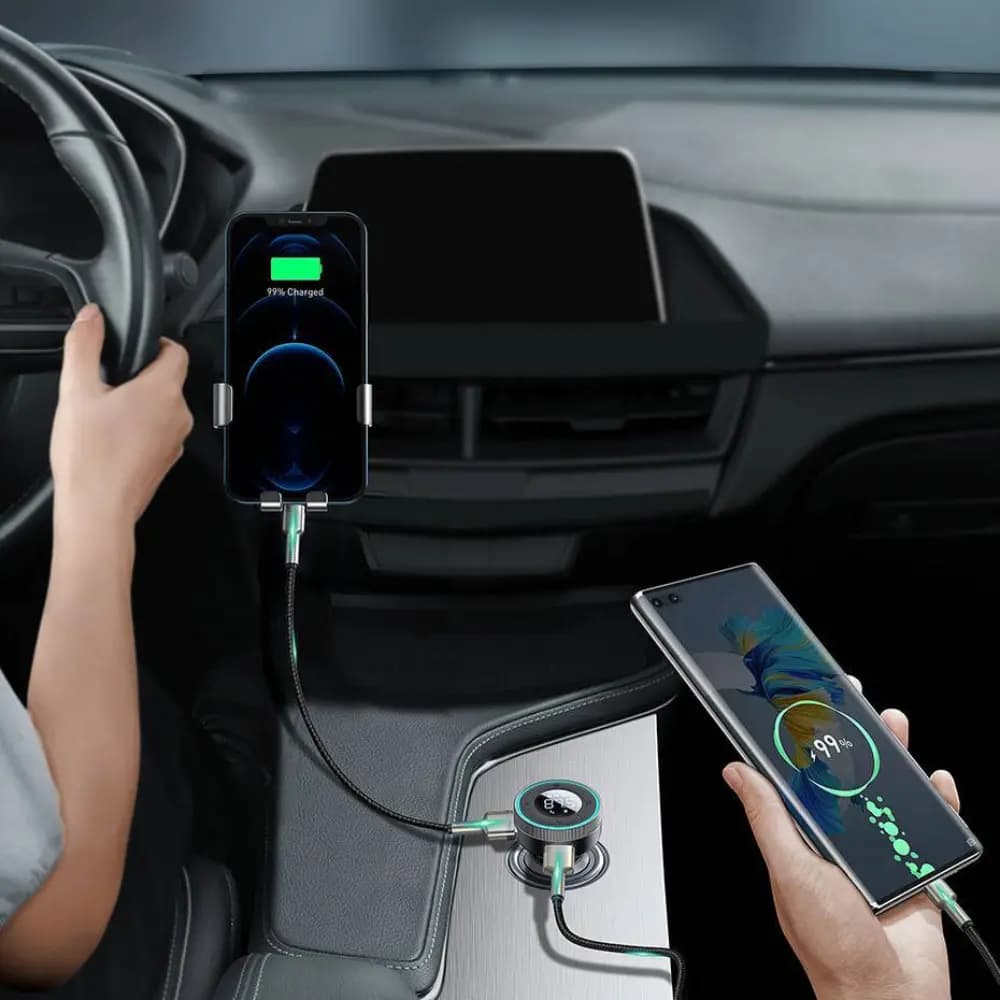 Transmetteur FM Bluetooth & Chargeur Voiture Baseus Noir - Vue 2