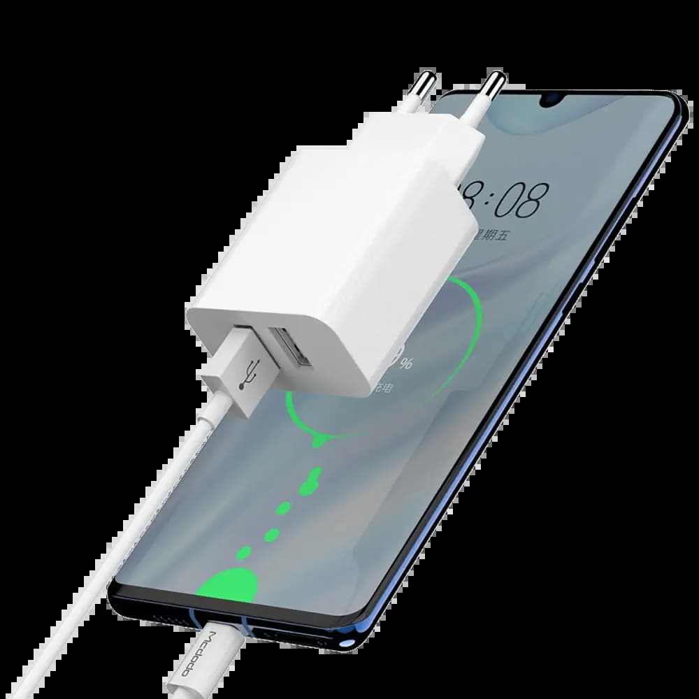 Chargeur secteur 12W (2 USB) avec câble USB-C – Mcdodo Blanc - Vue 3