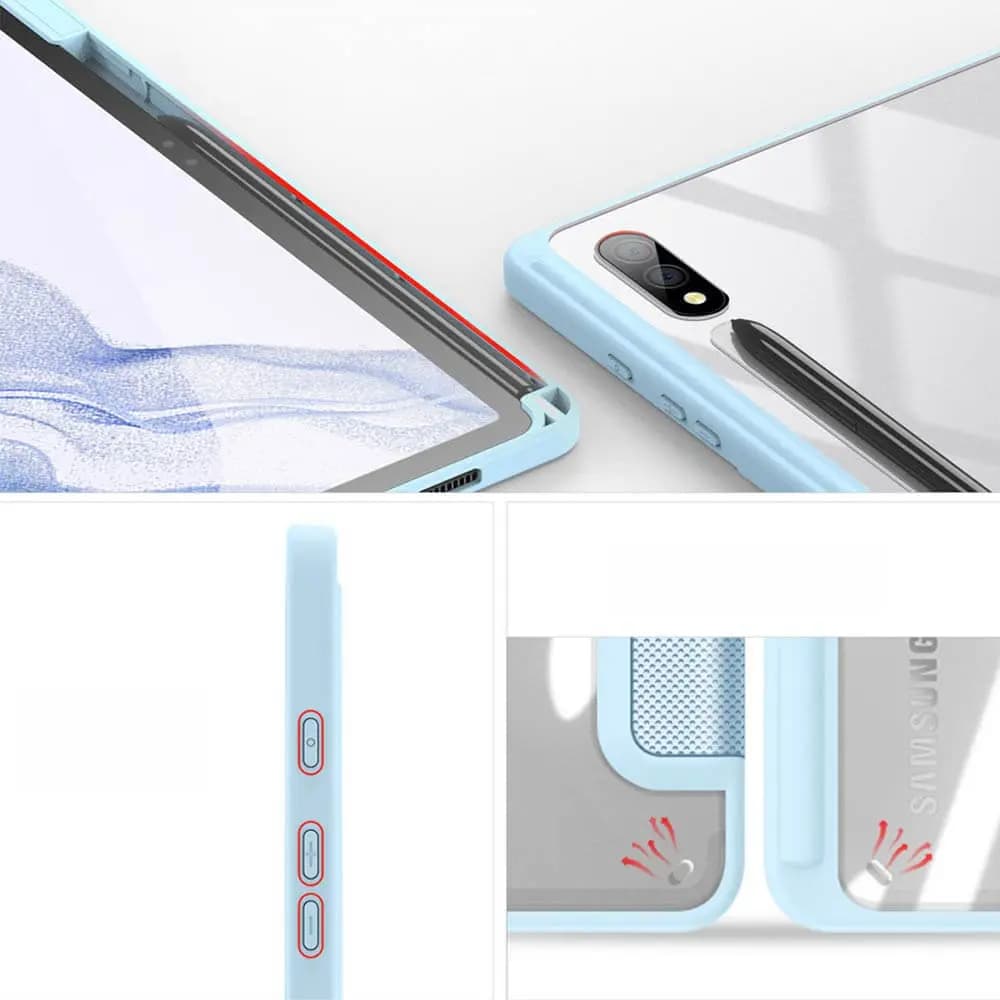 Housse folio Samsung Galaxy Tab S9+ avec dos transparent & porte-stylet - Dux Ducis Toby Bleu - Vue 4