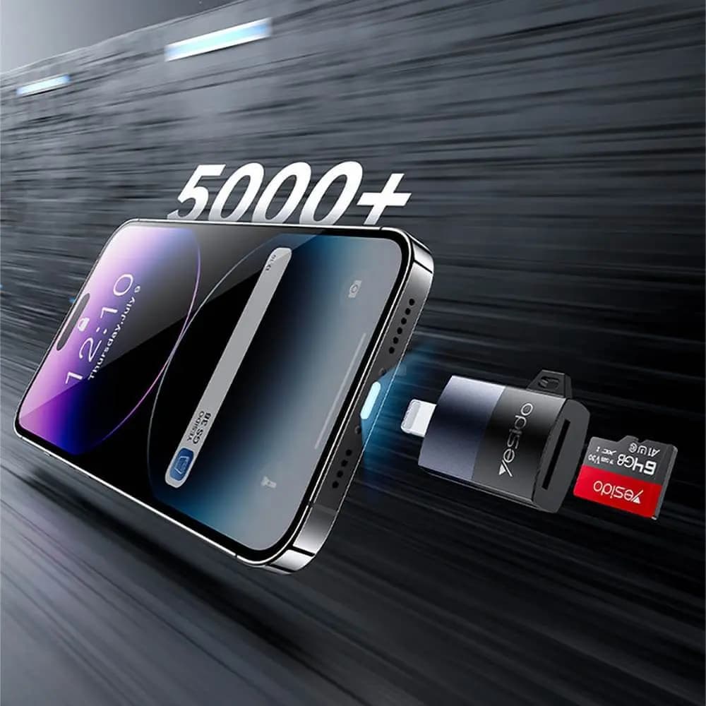 Lecteur de carte microSD vers Lightning - Yesido GS38 Noir - Vue 3